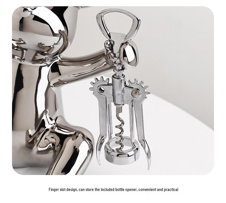 Elegant Ceramic Bear Wine Rack: Red Wine Display and Cup Holder for Luxurious Living Room Decor