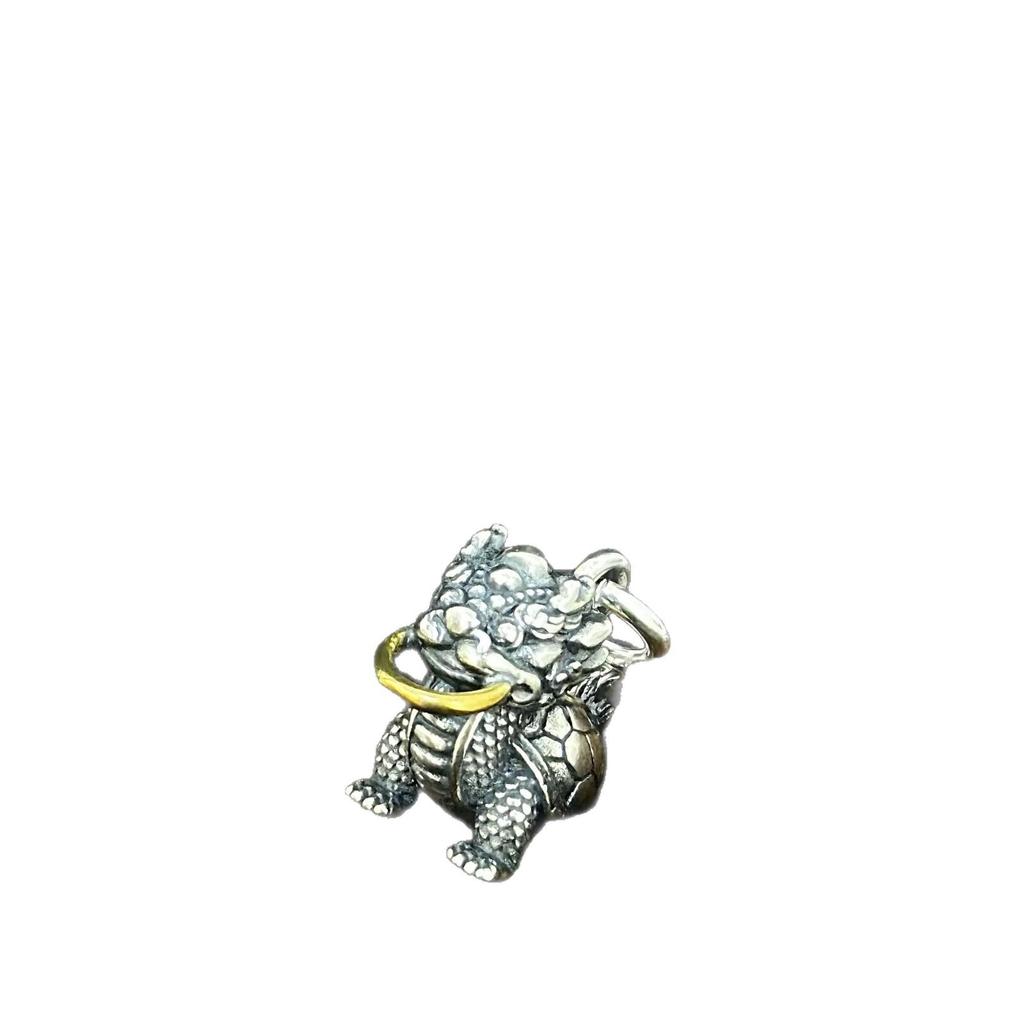 S925 Sterling Silver Dragon Turtle Pendant - Retro Ethnic Charm, Chinese Style Auspicious Necklace