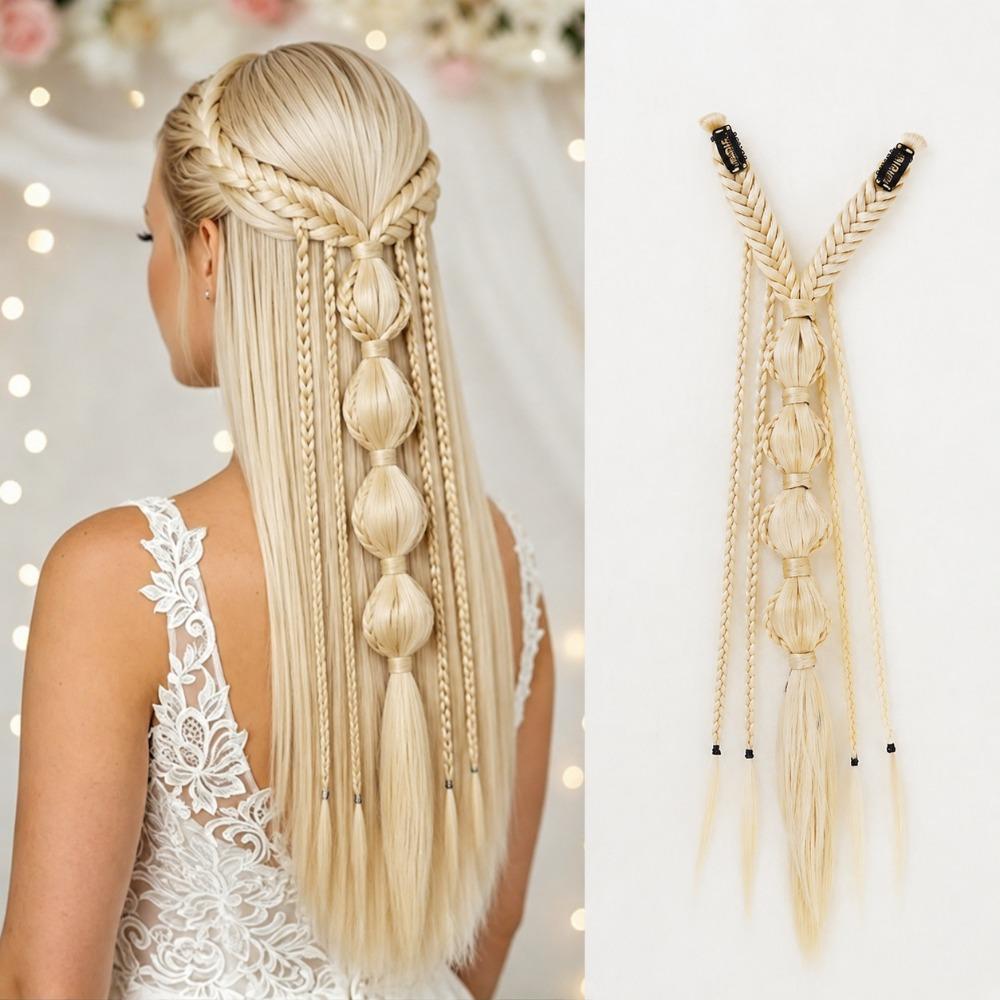 Estensioni per Capelli Clip-in Stile Bohemien 24 Pollici Trama a Mano Parrucca Accessori per Capelli