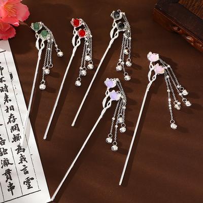 Blume Glocke Haarnadel Quaste Schritt Schaukeln Hanfu Pferd Gesicht Rock Haarnadel Antik-Stil Aufgestecktes Haar Haarnadel Kopfschmuck