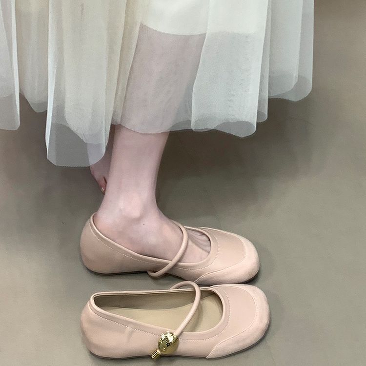 Height-increasing splicing Mary Jane shoes 2025 new round head with light mouth commuting Velcro fashion single shoes women