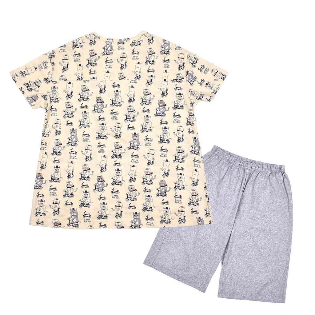 Kusguru Japan Pajama Roomwear Top and Size M Women's Set, Bottoms, Cream,