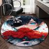 1pc Anime Design Round Carpet Blue Eyed Boy with Roses Chair Mat, Anti Slip Rug for Office & Home Decor