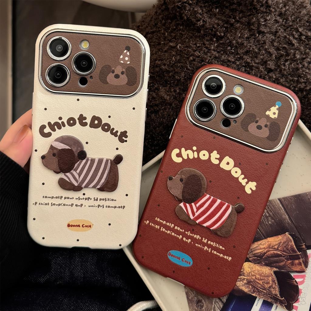 Autumn and Winter Couple Puppy Suitable for 16promax IPhone Case IPhone 15 Three-dimensional Cartoon 14 Leather Set 13