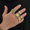 Finger Rings Sets 6Pcs/Set Geometric Open Rings Alloy Adjustable Men Rings Wide Opening Thick Irregular Letter Rings Women