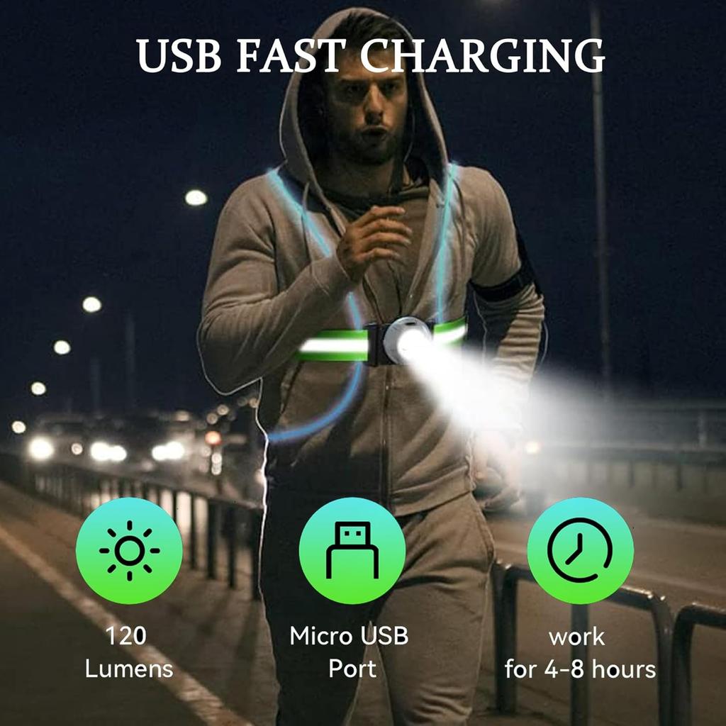 Led Reflective Running Vest Light, Running Vest for Men/Women Runner, Cycling, Walking, Reflective Running Gear with Front Light