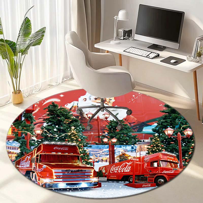 Christmas Gift Halloween Theme Bear Truck Coca Cola Round Carpet Soft Home Decoration Corridor Table and Chair Anti Slip Outdoor Floor Mat Carpet H14