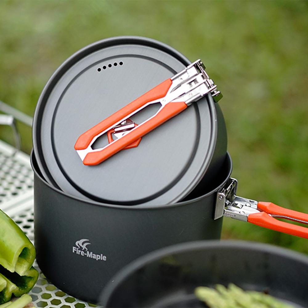 Camping Cookware Kit Outdoor Cookware Set with Frying Pan Kettle Saucepans Spoon Bowl and Scouring Pad