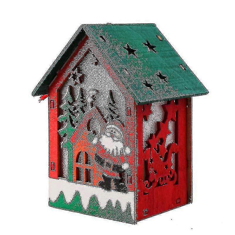 1pc 3d Mini Wooden Glowing House Creative Village House For Christmas Decor