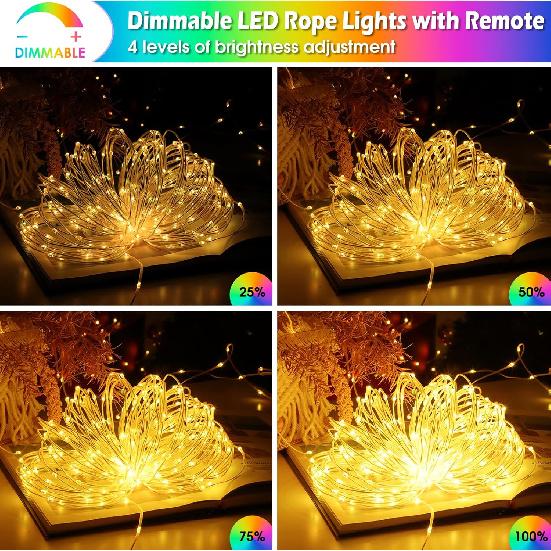 Mlambert 99Ft 300 LED Christmas String Lights Outdoor Indoor, 17 Solid Colors 8 Multicolors 8 Lighting Modes RGB Twinkle Fairy Rope Lights with
