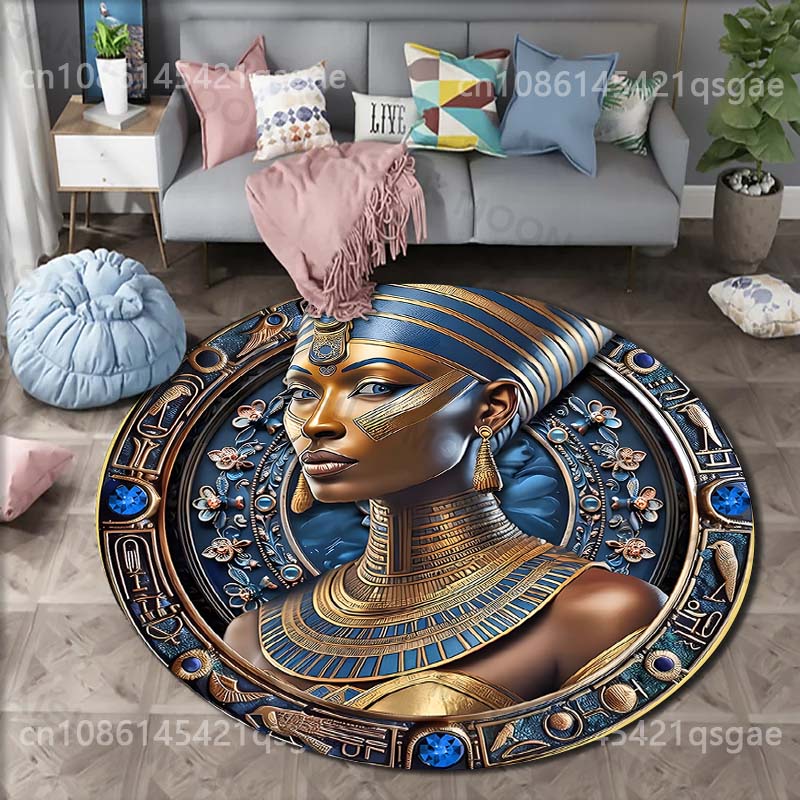

15 Sizes Ancient Egyptian Elemental Scepter Print Round Carpet Rug for Living Room Bedroom Table Chair Sofa Decorative Mat Gifts 60cm