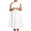 Summer Women's Dress Plus Size Sexy Slant Neck Stereoscopic Wrinkle High Waist Banquet Dress Party Dresses
