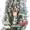 Whimsical Christmas Wooden Ornaments Set Featuring Car And Reindeer For Festive Decor