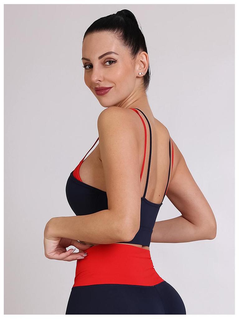 2025 Spring/Summer Double-Sided Colorblock Thin Strap Yoga Bra - Women's Nude Feel Sportswear