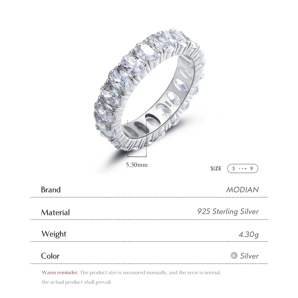 Modian New 100% 925 Silver Classic Oval Sparkling Finger Ring For Women Luxury AAAAA CZ Wedding Engagement Fine Jewelry