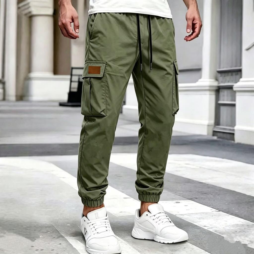 Men's Tapered Cargo Pants with Multi-Pockets Casual Athletic Joggers for Wear