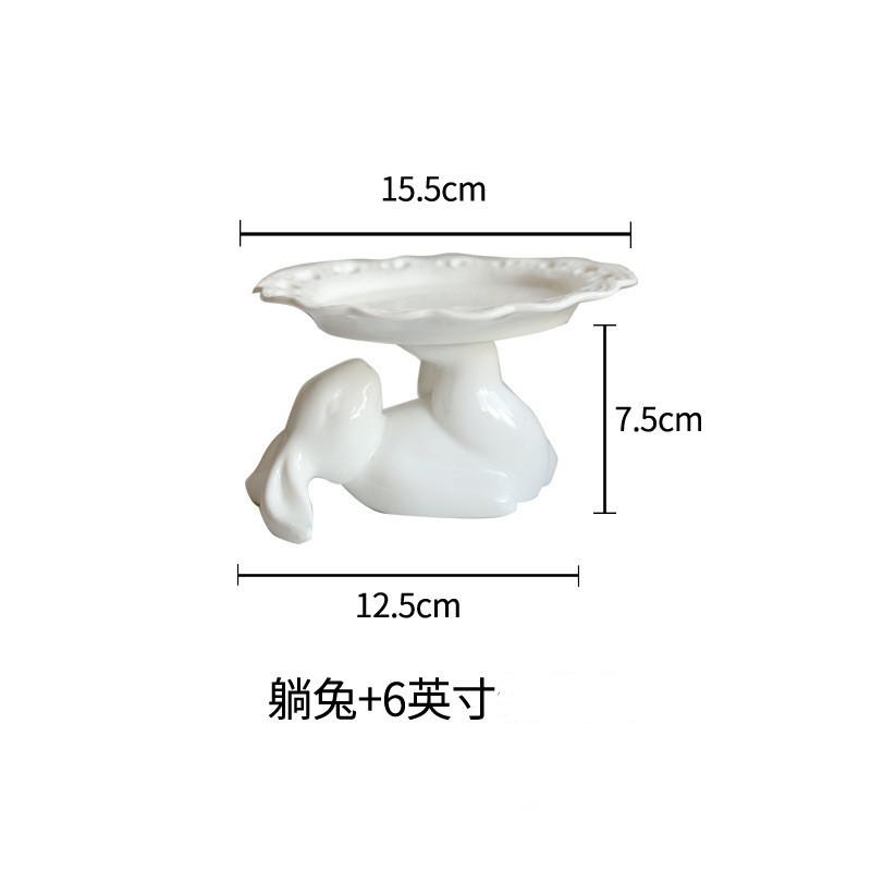 Circular Hollow Ceramic Rabbit Plate, Tableware, Cake Rack, High Footed Dessert Plate, Wedding Decoration Dessert Display Tray