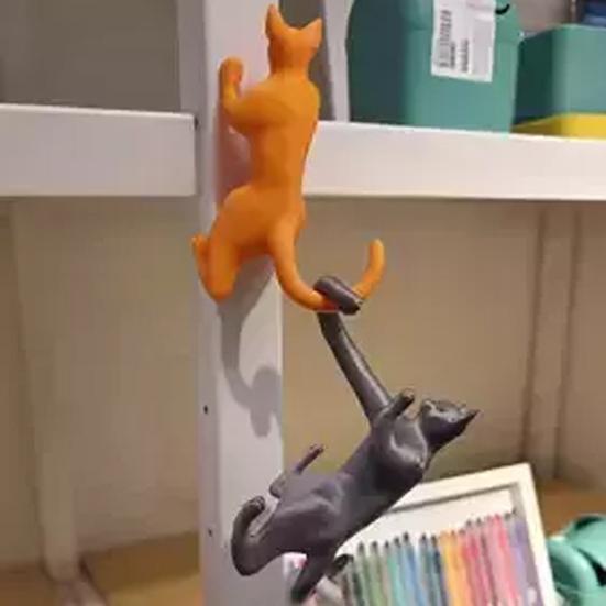 Long-Armed Cat Hook 3D Printed Climbing Cat Keys Headset Trinkets Hanger Home Office Simulation Animal Hanging Decoration