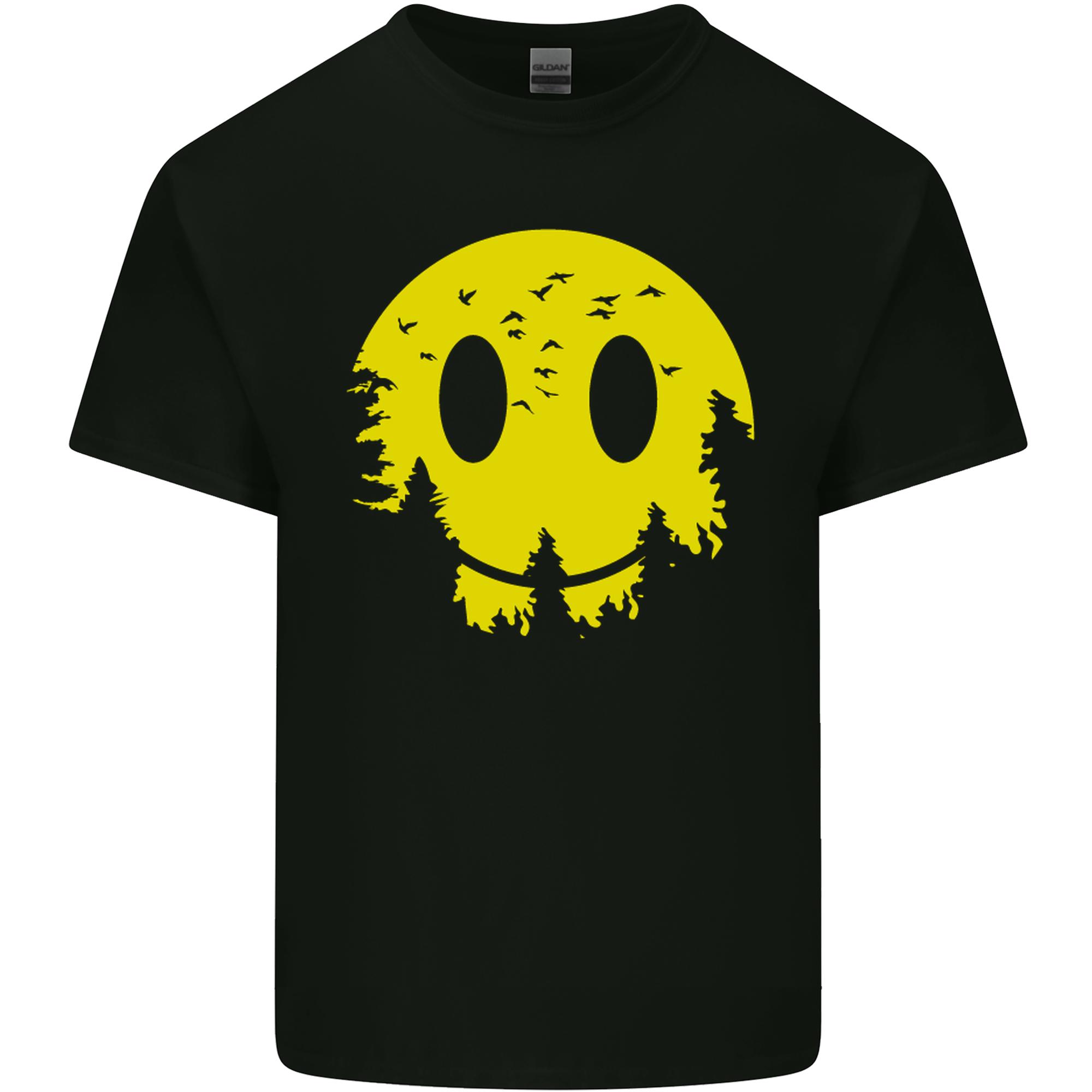 Happy Moon Smiling Acid Face 90s Unisexs Light Cotton TShirt S