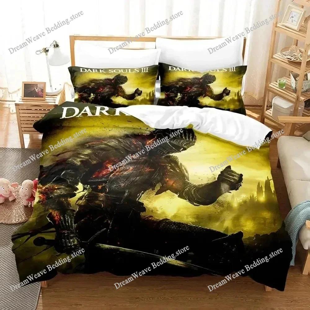 Gra Dark Souls Zestaw Pościeli Poszwa na Kołdrę Zestaw na Łóżko Poszwa na Kołdrę Poszewka na Poduszkę Kołdra King Queen Size Chłopcy Dorośli Zestaw Pościeli