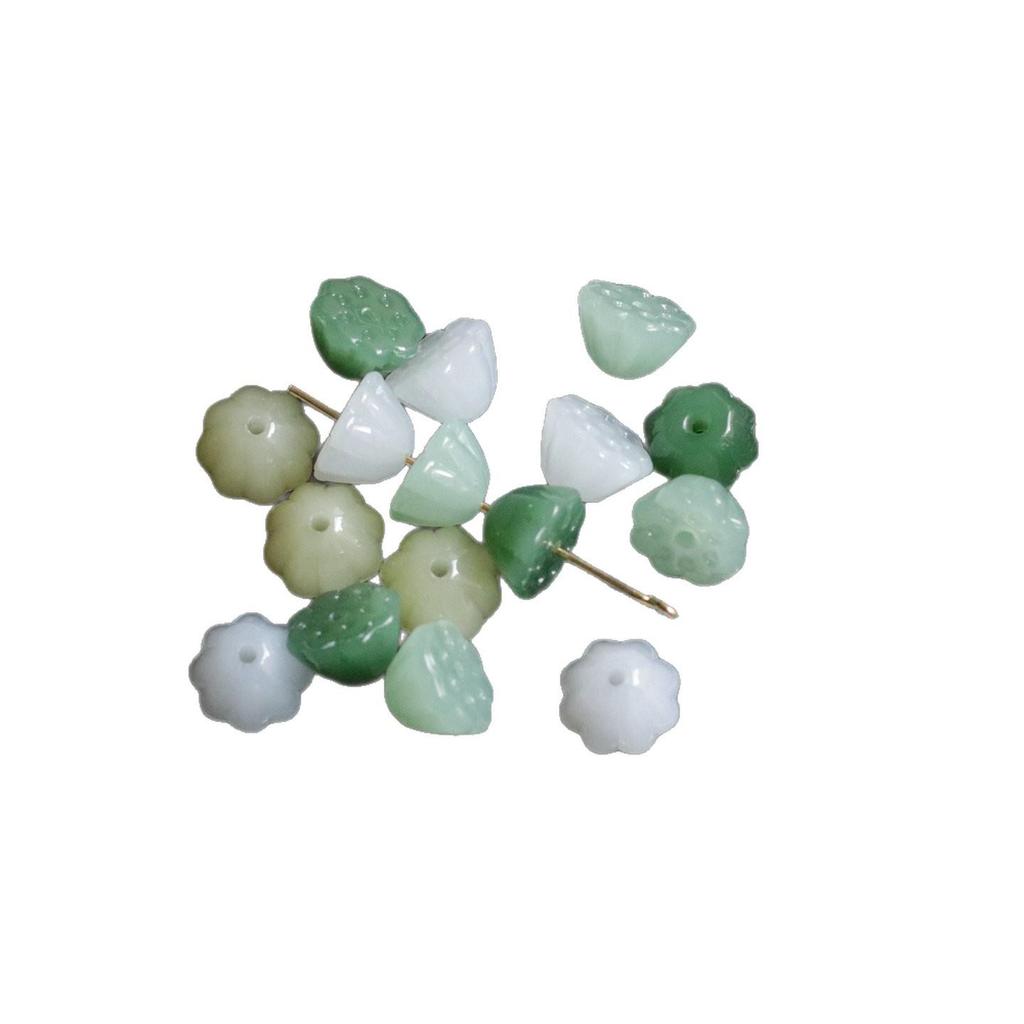 10mm Glazed Lotus Pod Pendant Imitation Jade Spacer Bead Handwoven Charm DIY Jewelry Material