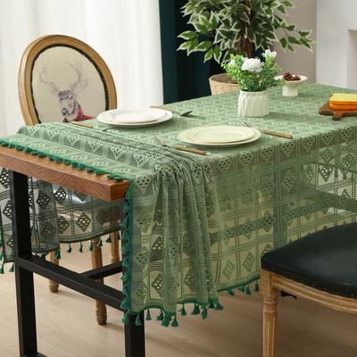 Retro Gestrickte Tischdecke Spitze Grün Ausgehöhlte Tischdecke Vintage Gehäkelte Runde Tischdecke Amerikanischer Stil Spitze Tischdecke