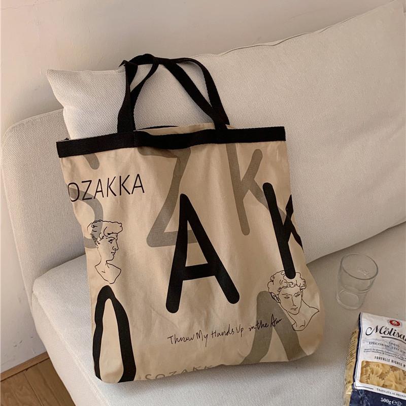 

Chic Street Style Canvas Tote Bag For Women With Large Capacity And Artistic Letter Print хакі