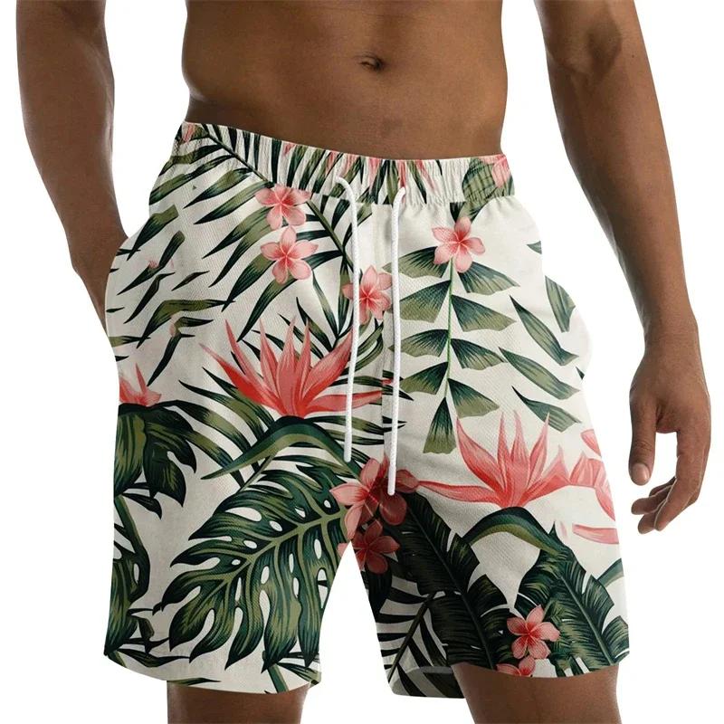 

Coconut Leaves Men s Flowers Beach Briefs Summer Big Size Swimwear Men Board Shorts Casual Hawaiian 3D Holiday Trunks Stripe XL