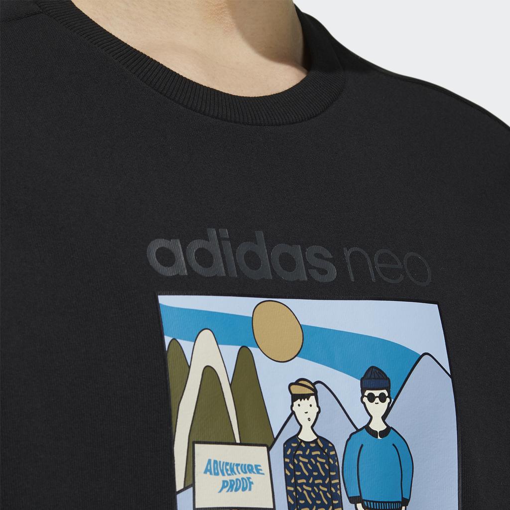 Adidas Neo Fun Print Sport Crewneck Sweatshirt Men Tops Black HA1487