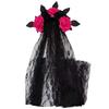 Halloween Gothic Flower Garland With Black Veils Hairband Cosplay Wedding Headpiece Costume Headwear Accessory