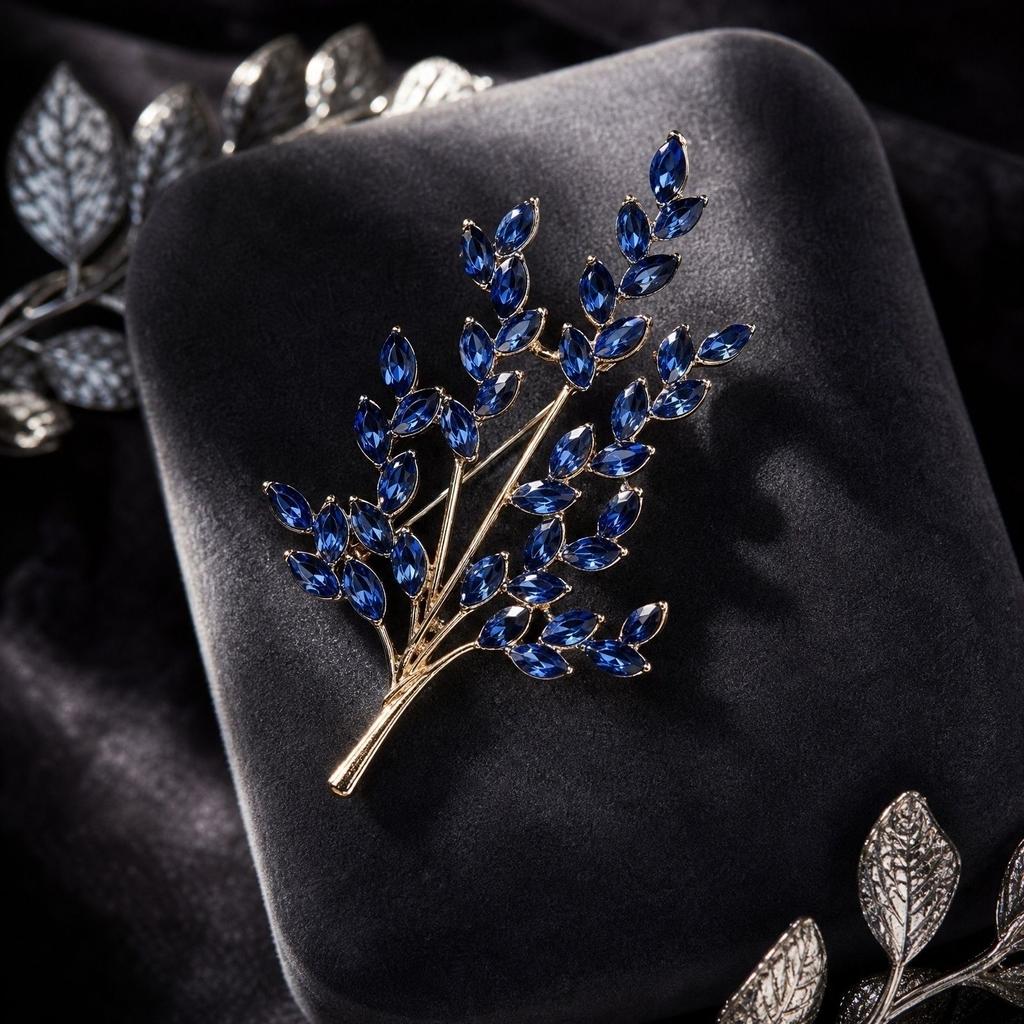Elegant Wheat Ear Brooch Pin Luxury Style Alloy Metal Crystal Decorative Accessory for Jackets Cardigans and Coats Women Fashion Jewelry