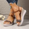Ein-Wort-Schnalle mit Fischmaul-Muffin Damen-Sandalen neue Sandalen Damen Sommer Keilabsatz dicker Absatz dicke Sohle wasserdichte Tabelle