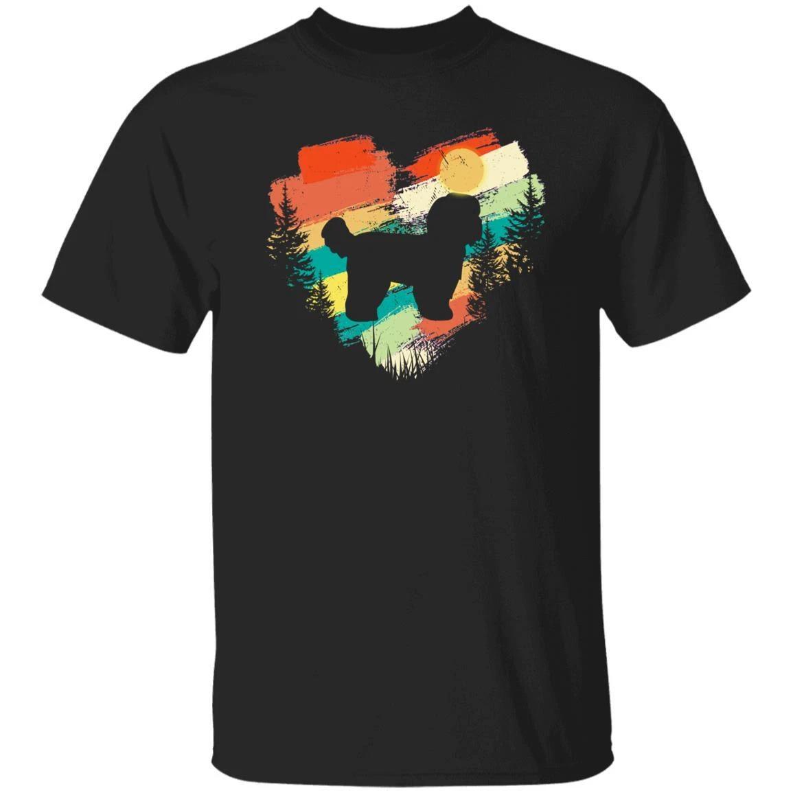 Heart Poodle Retro Unisex T-shirt gift poodle dog mom black dark heather 3XL