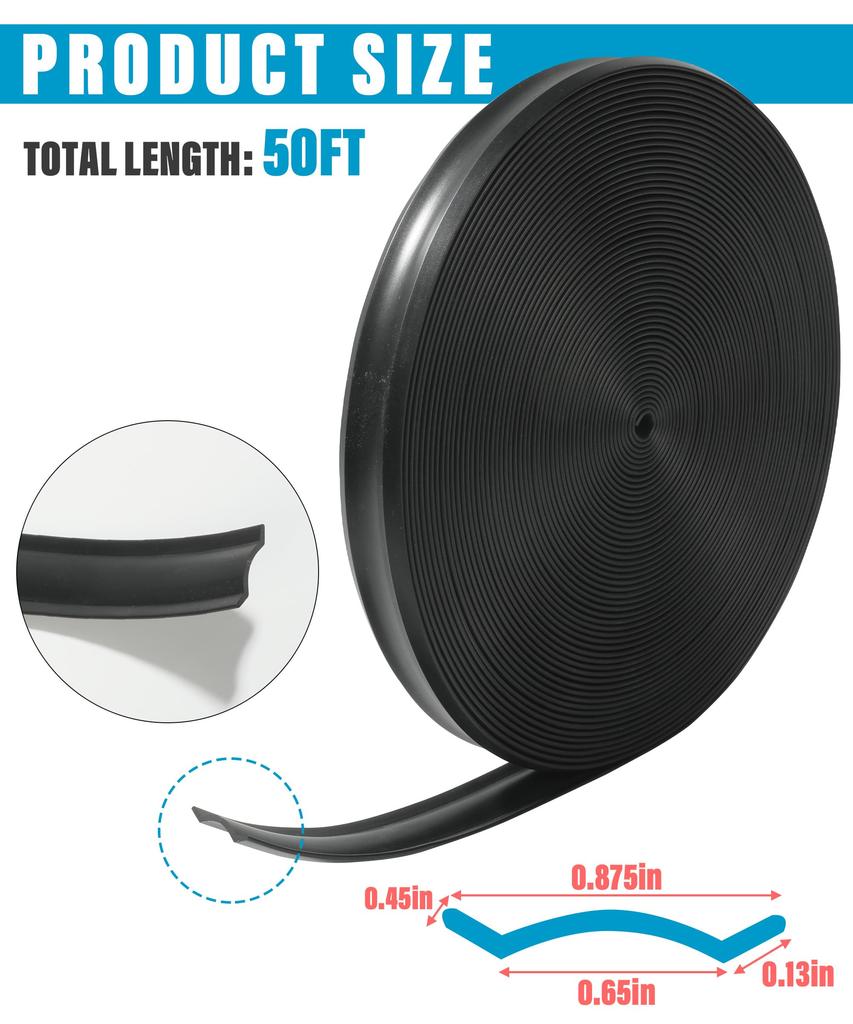 Zlirfy 50ft RV Trim Molding, Heavy Duty Trailer Trim, Car Accessories RV Vinyl Insert