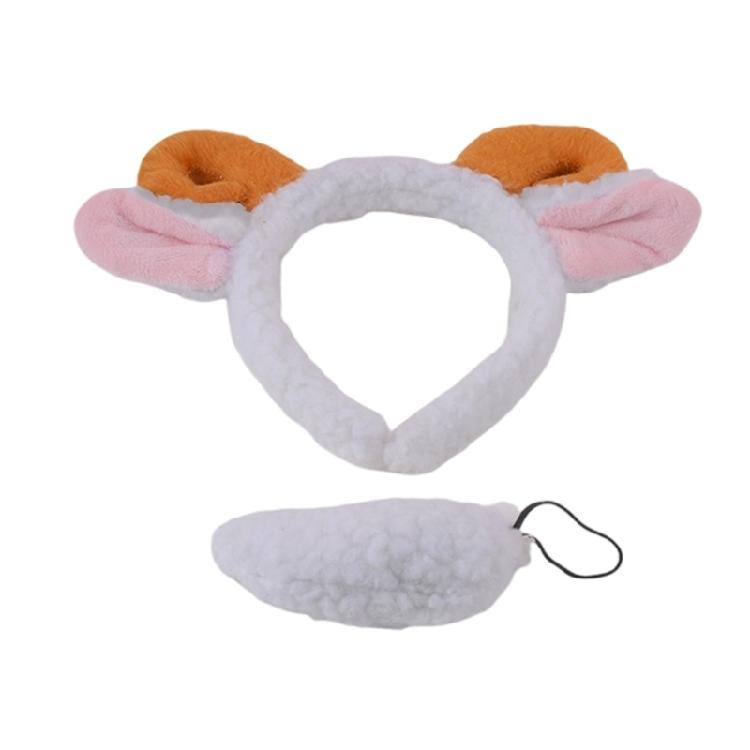 

2Pcs Animal Sheep Costume Set with Sheep Ears Headband Sheep Tail Accessories for Halloween Fancy Dress Party Props 1