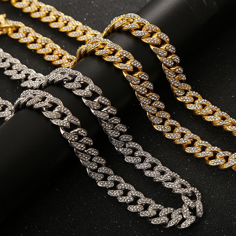 Trendy Men's and Women's Full Diamond Big Gold Cuban Chain Necklace - Hip-Hop Street Dance Rap Accessories.
