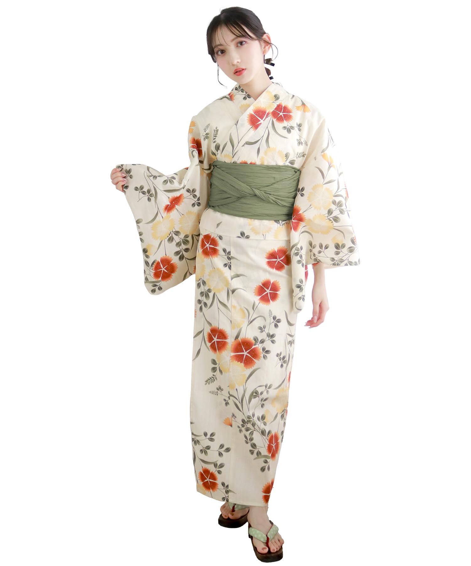 

Комплект для смены юката heiko AB, размер подходит для Ямато [KYOETSU], комплект, переплетение, неотбеленный, двухкомпонентный, 4 предмета (юката, оби, нижнее белье, гэта) Женский (один все,