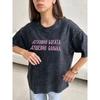 New Fashion T-shirt Fashion Fashion Casual Loose Washed-out Distressed Print Letters Cotton T-shirt Top