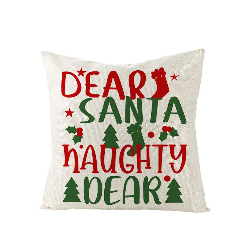 Christmas Pillow Cover Christmas Pillow Polyester Cartoon Print Holiday Home Sofa Cushion Cover