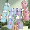 1PC Cute Cat Plant Line Art 750ml Color Plastic Sports Water Bottle Leakproof Flip Straw Lid Suitable for Sports Office Home Use