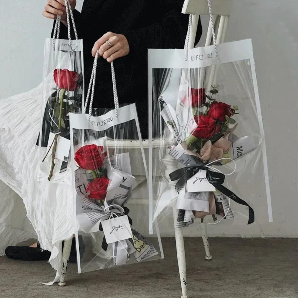 10 buc cu mâner flori ambalaj pungă petrecere consumabile florărie pungă de plastic flori ambalare pungi cadou