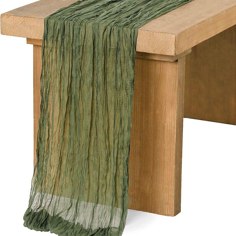 Beige Table Runner Gauze Cheesecloth Rustic Sheer Boho Wedding Decoration Tablecloth Baby Shower Christmas Birthday Party Decors