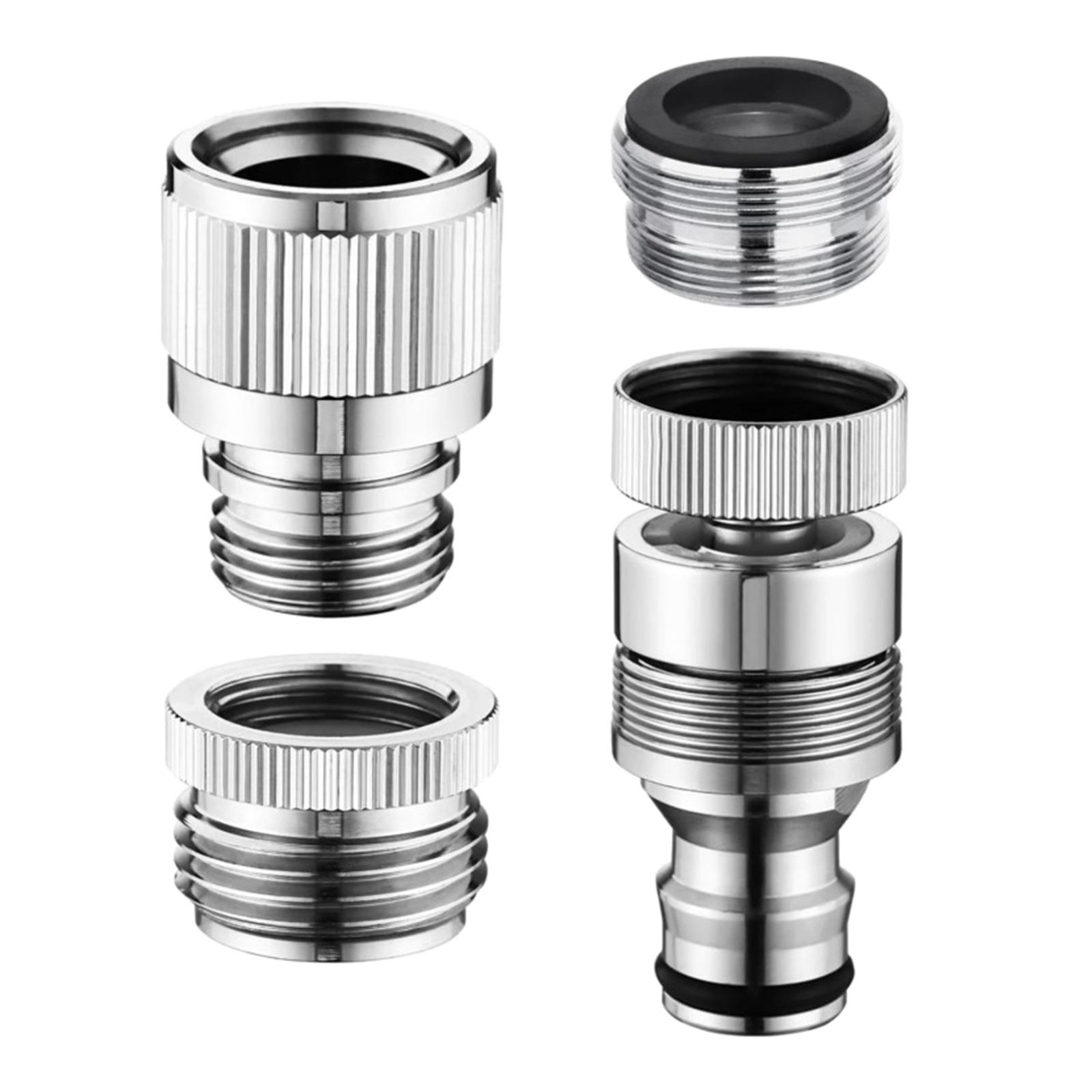 

Набор из 4 адаптеров для смесителя для садового шланга и душа, быстроразъемные соединения, съемный адаптер аэратора из нержавеющей стали