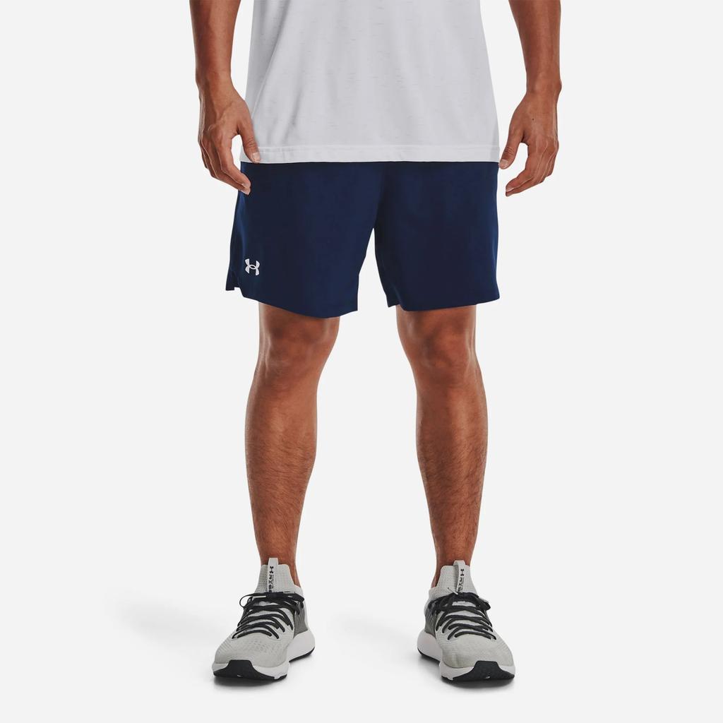 Under Armour Logo Embroidered Letter Print Elastic Waist Straight-Leg Shorts Men Bottoms Academy-Blue 1373718-408
