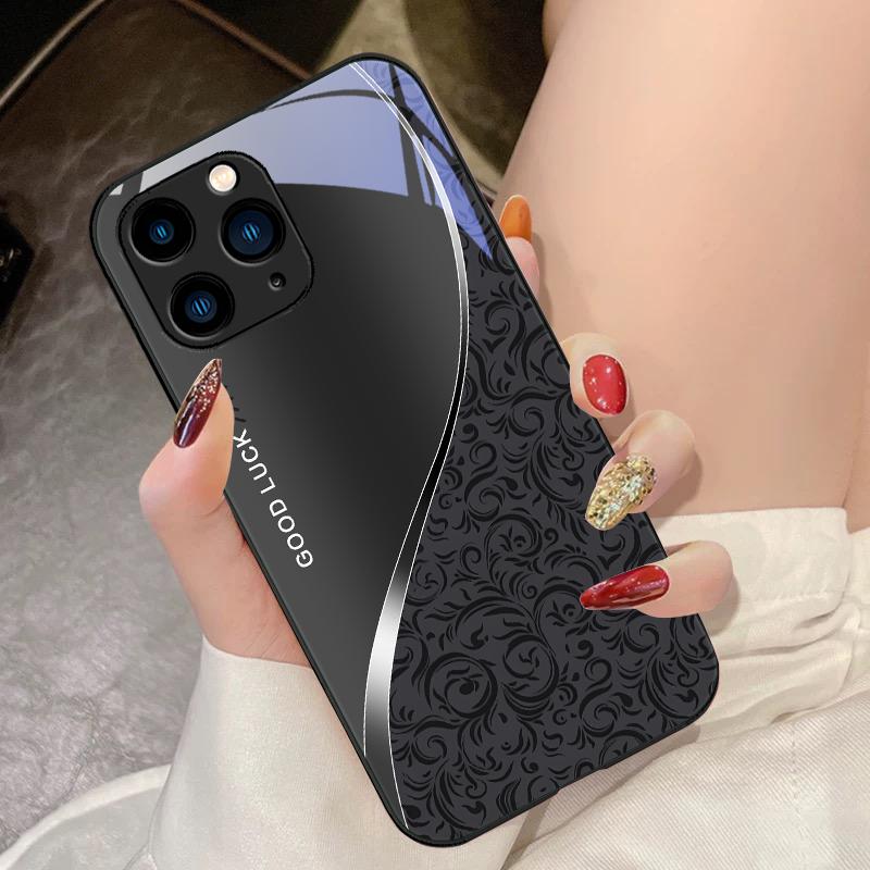 Muster Farbverlauf Schwarz Lila Für IPhone 16 Pro Max 15 Pro 14 13 12 Mini 11 XS Max XR 7 8 Plus SE 2022 Gehärtetes Glas Handyhülle