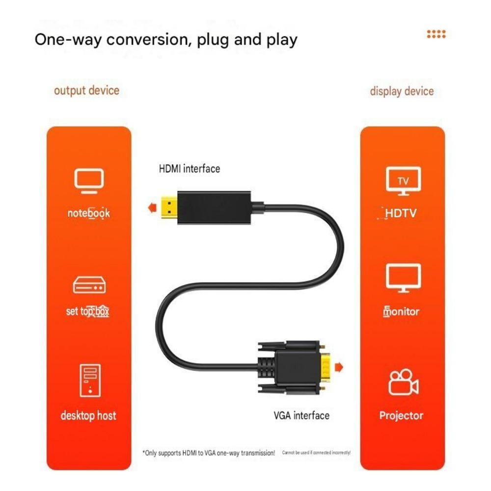 1.8m HDMI to VGA Cable/Converter – HD with Audio (for Laptops & Projectors