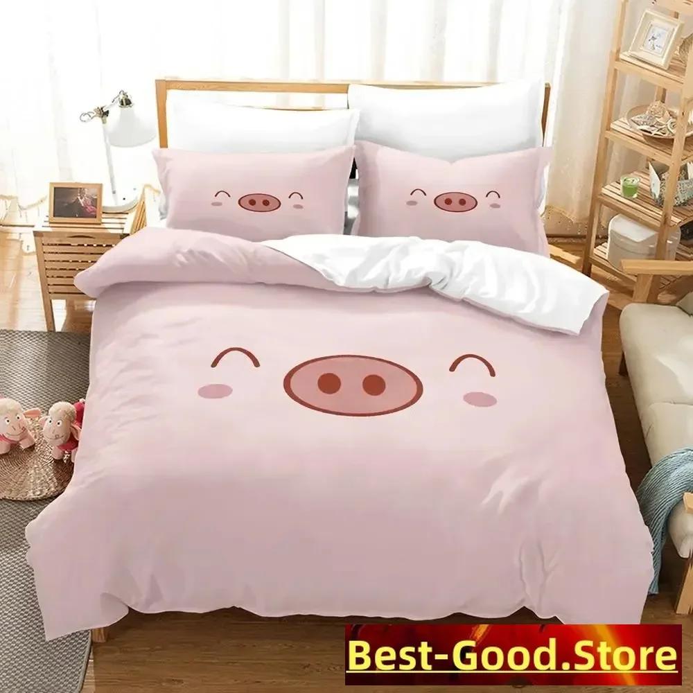 

Комплект постельного белья Pink Pig Single Twin Full Queen King Size Bed Set Aldult Kid Bedroom Duvetcover Sets Anime Parure de lit Bed 70x133cm 2pcs
