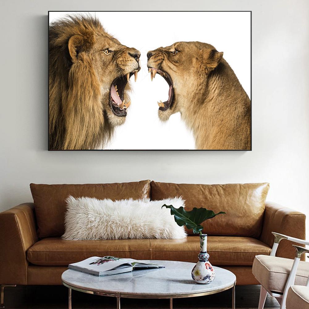 Tigru Leopard Cap Leu Animale Pânză Perete alb-negru Artă în întuneric Pop Artă Cool Pictură modernă Poze pentru acasă Decorare Postere Printuri