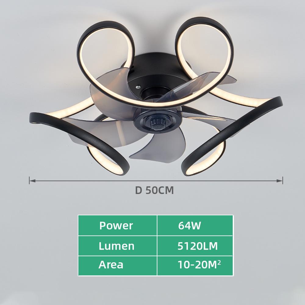 Modern Nordic Silent Smart Ceiling Fan with Light for Living & Dining Rooms чёрный