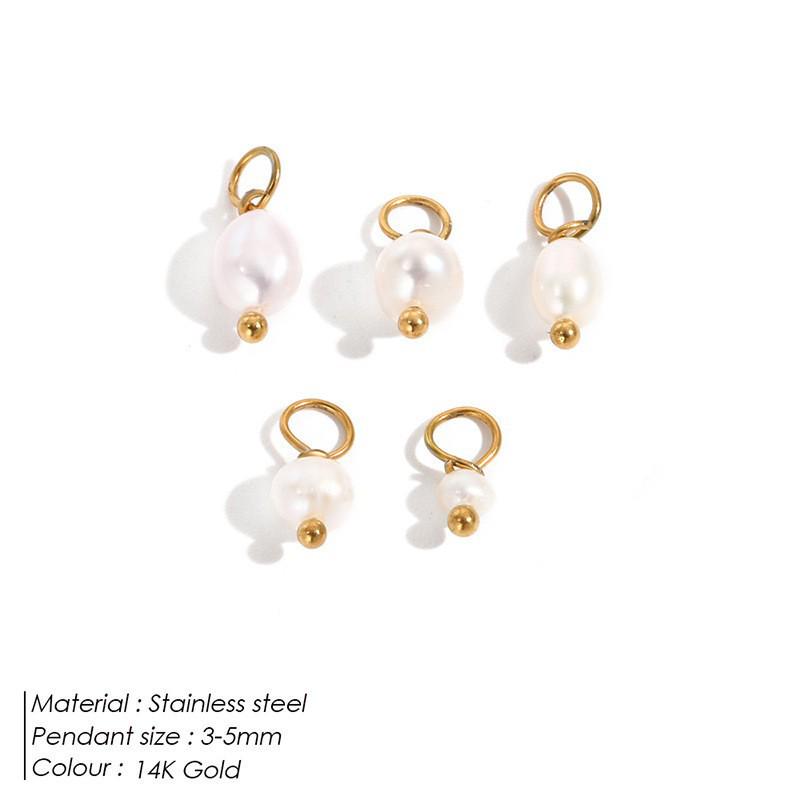 Five-Piece Baroque Freshwater Pearl Earring and Pendant DIY Jewelry Charms In Titanium Steel